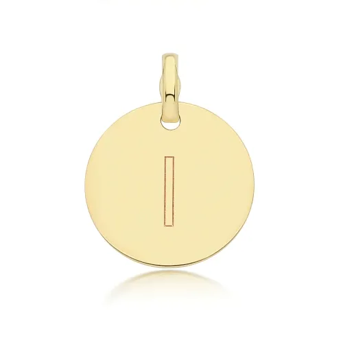 9ct Yellow Gold Round Plain Initial Pendant 14.3mm I